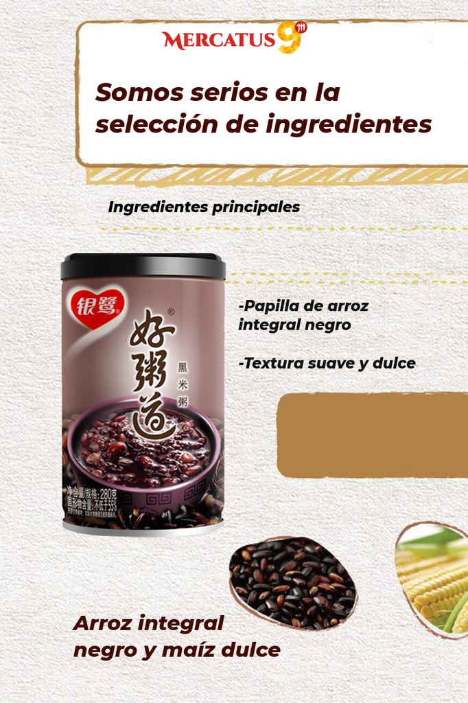 YINLU - ARROZ CONGEE CON ARROZ NEGRO Y AVENA   280G